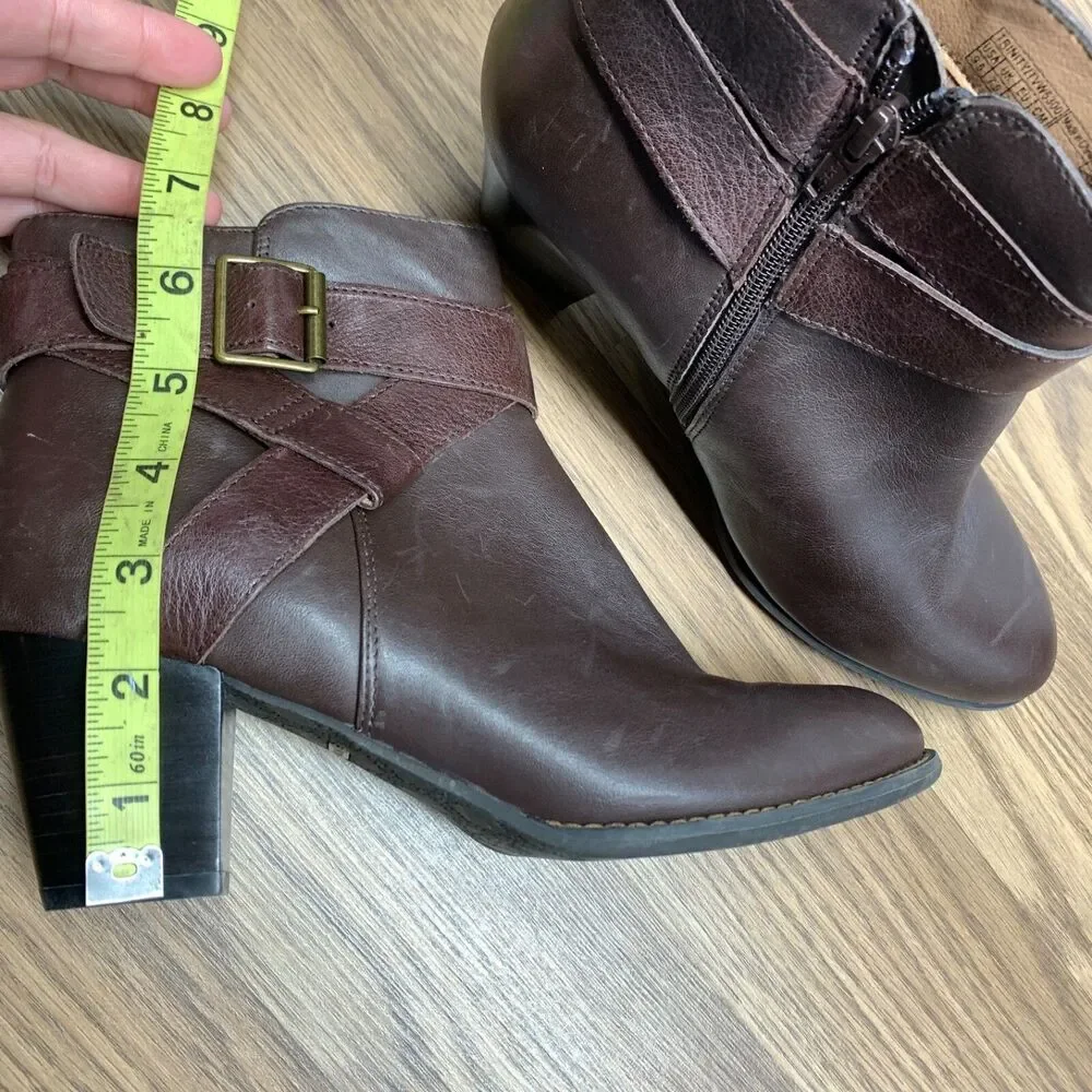 Vionic Trinity Boots Womens US Size 9.5‎ Brown Leather Booties TVW5300 Ankle